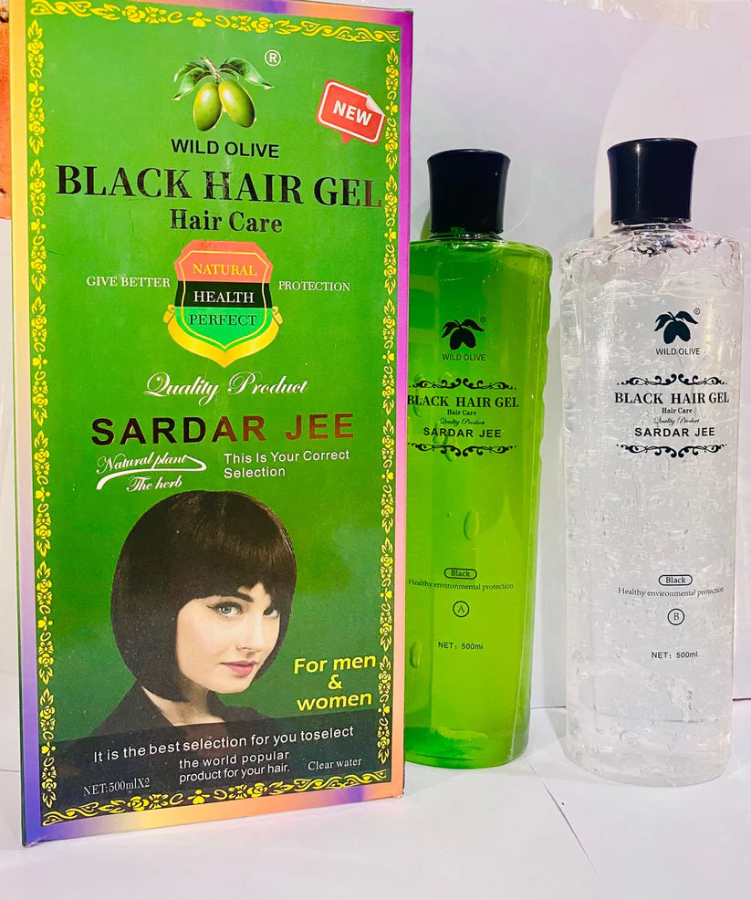 Sardar Jee Black And Dark Brown Hair Dye Gel with Oil – Smooth, Long-Lasting Color | 2 Bottles (1000ml)